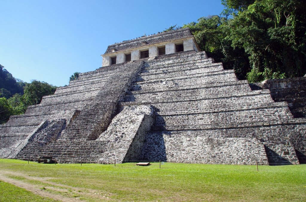 palenque archeological site. Large mayan pyramid is a must see in this part of mexico.