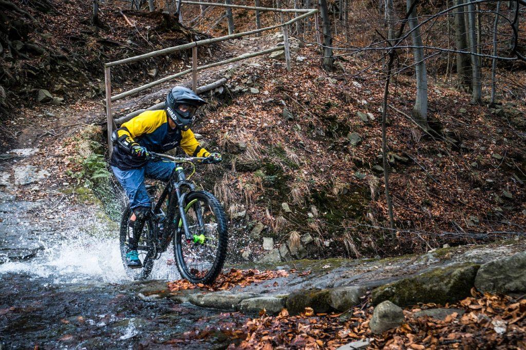 rider mountain biking in Wompatuck State Park. 